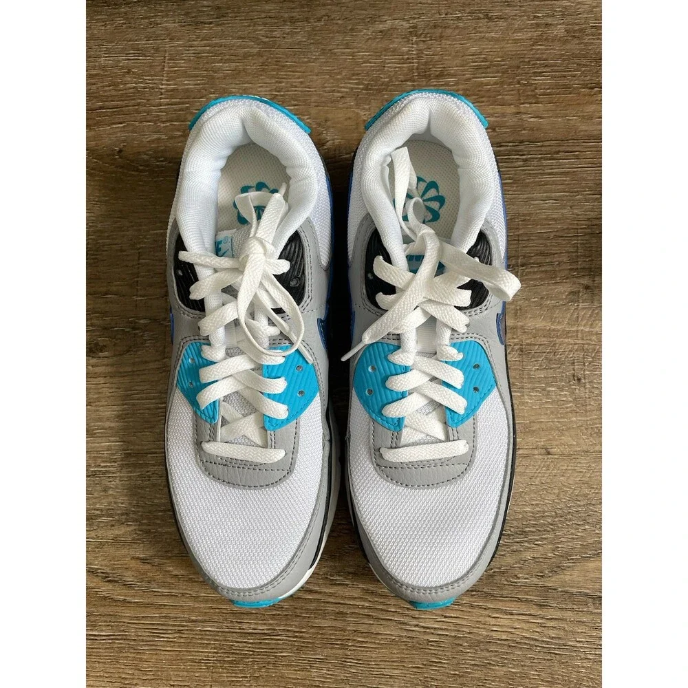Nike Air Max 90 GS NN White Blue Lightning Sz 6.5y FD0678-100